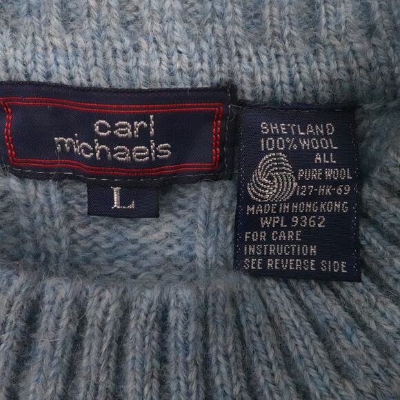 Vintage Carl Michaels Sweater Mens Large Shetland Wool Cable Knit Fisherman - Picture 3 of 10